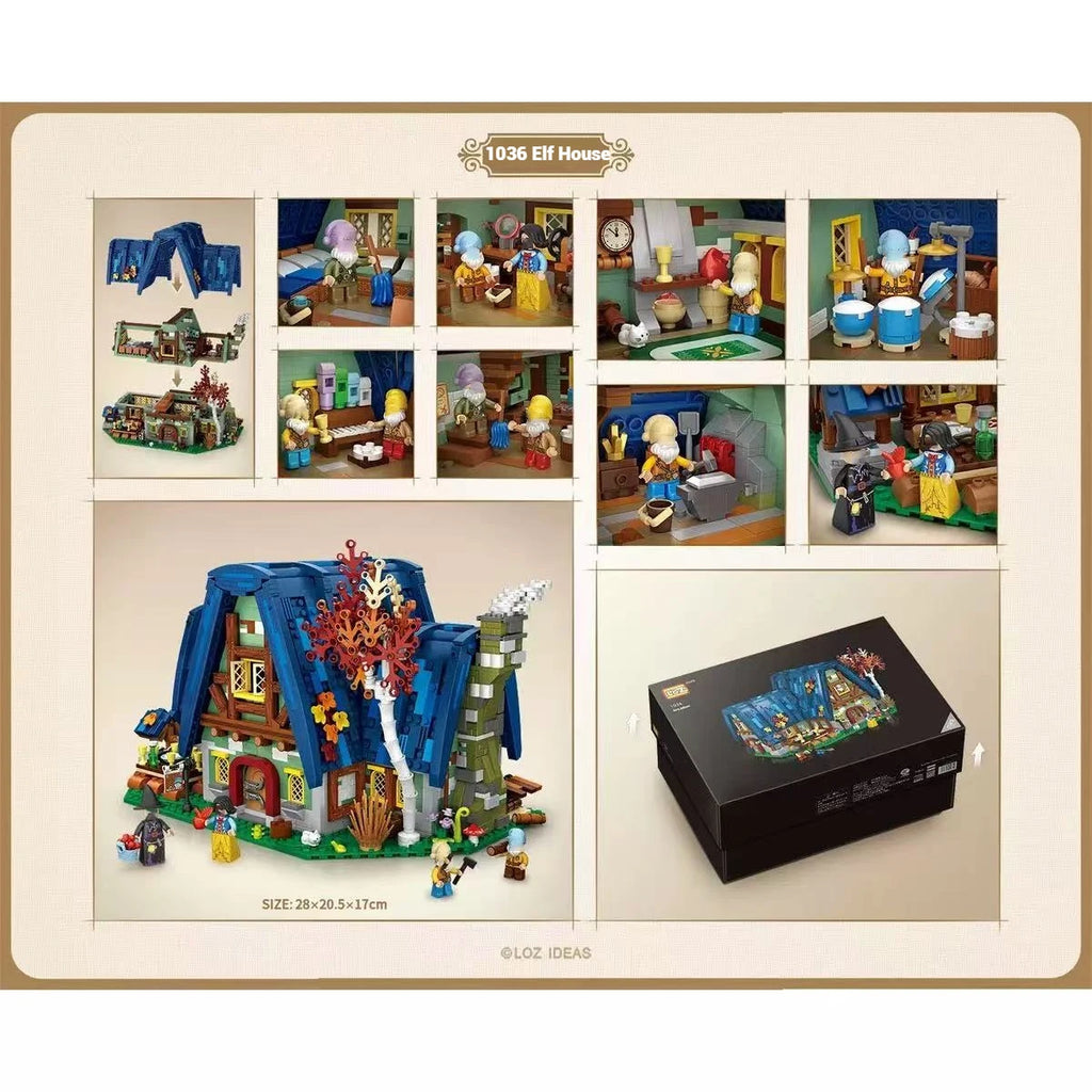 Bloques de Construcción LOZ1036 Casa de Elfos, Modelo DIY, Escena Urbana, Decoración de Escritorio, Regalo Coleccionable para Adultos, Cumpleaños, Festividades