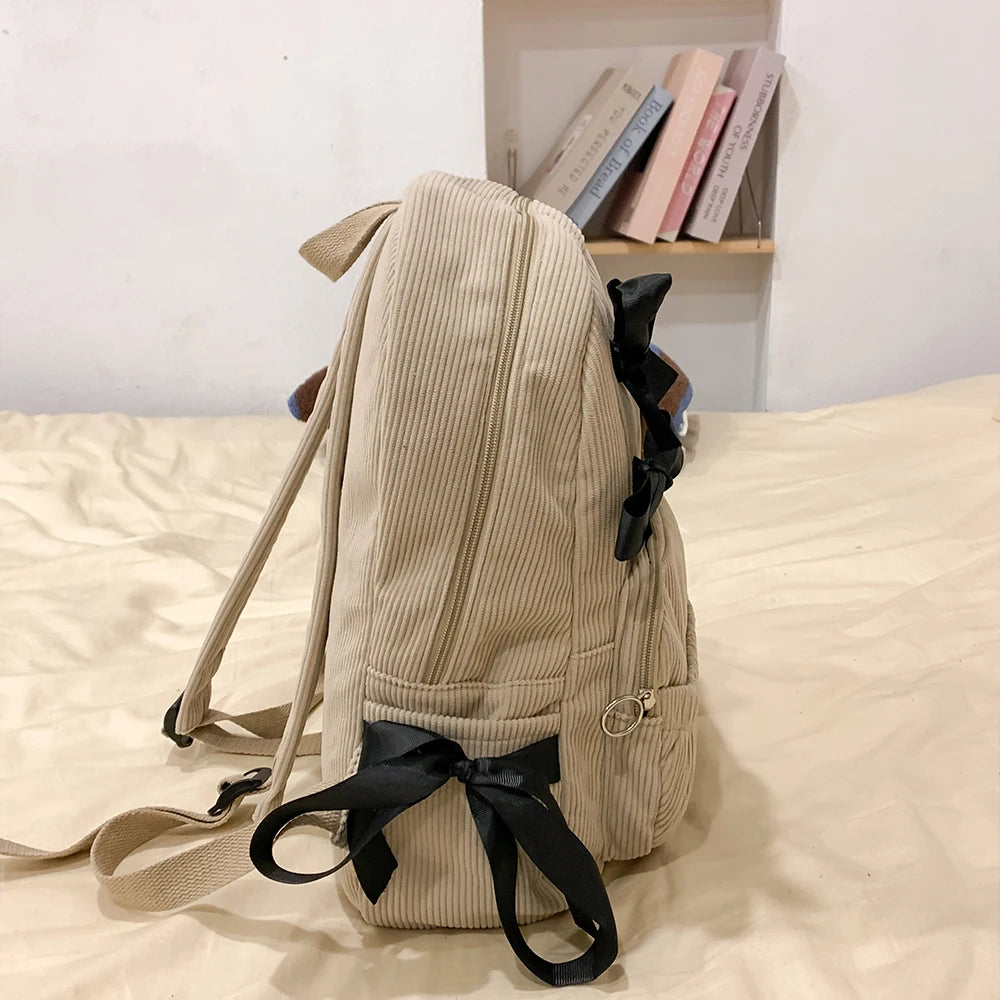 2025 Nueva mochila de estilo coreano para ir al trabajo, mochila versátil para estudiantes universitarios, mochila de alta belleza, mochila con lazo