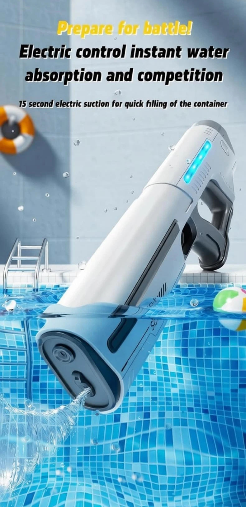 Pistolas de Agua Eléctricas Totalmente Automáticas para Adultos, Potentes, de Gran Capacidad, Juguete de Verano para Juegos al Aire Libre