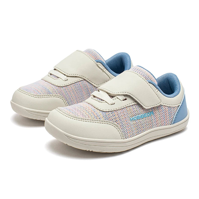 HOBIBEAR Zapatos descalzos con punta ancha para niños, zapatillas informales minimalistas con gancho y bucle, zapatos de malla transpirables sin caída