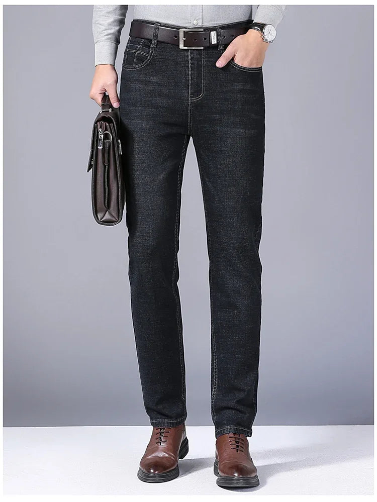 Pantalones Vaqueros Rectos para Hombre, Ajustados Elásticos, Negocios