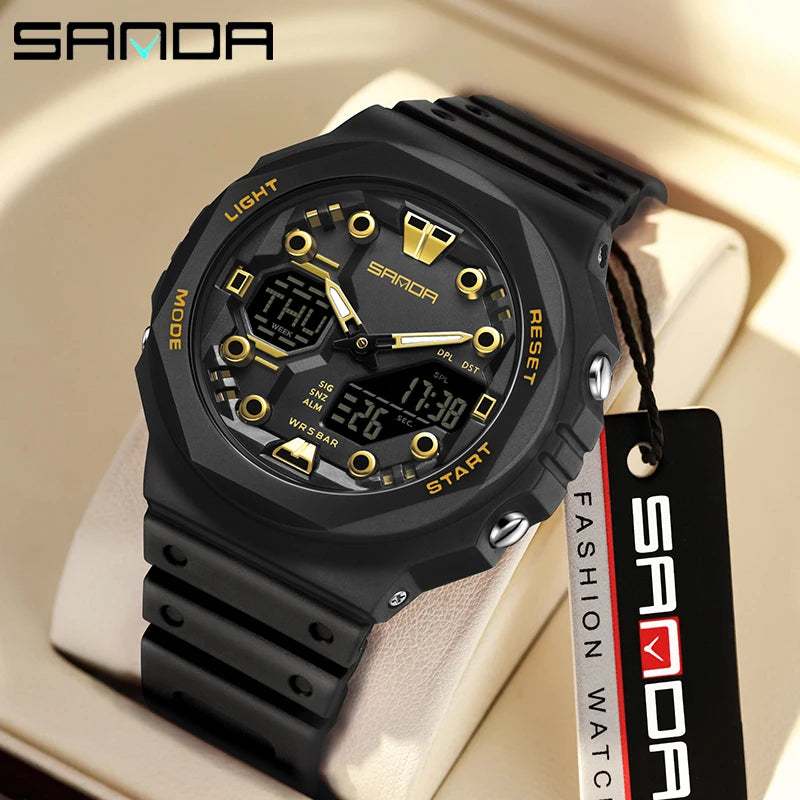 Reloj Digital SANDA 6200 para Hombre, Deportivo LED Impermeable 50M