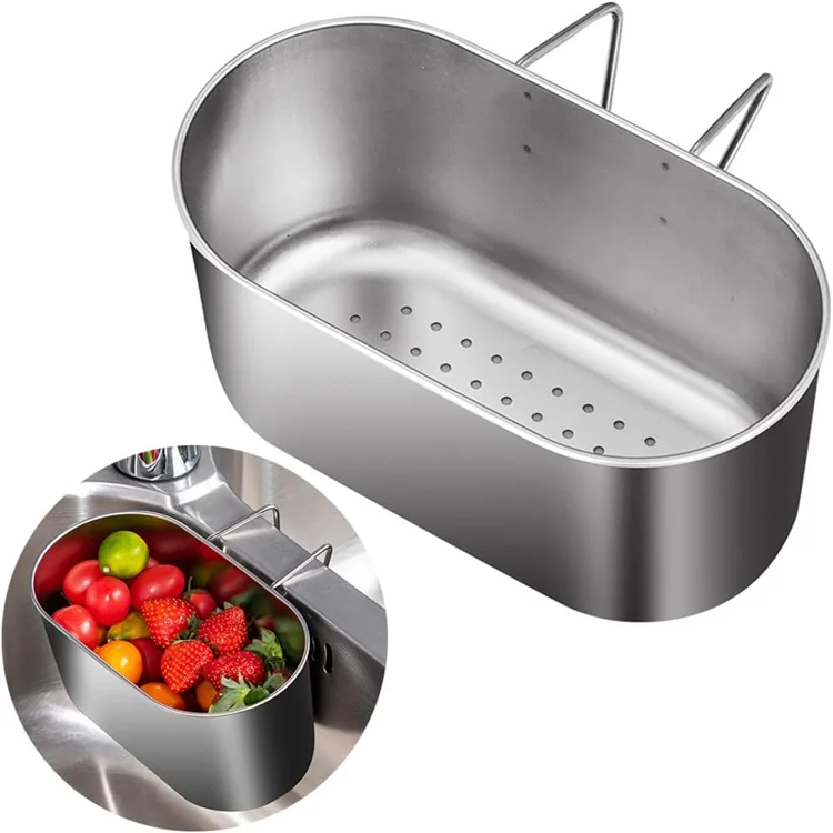 LMETJMA-colador de drenaje para fregadero de acero inoxidable, cesta de cocina, recogedor de alimentos, colador de frutas y verduras para filtro de residuos de cocina JT243