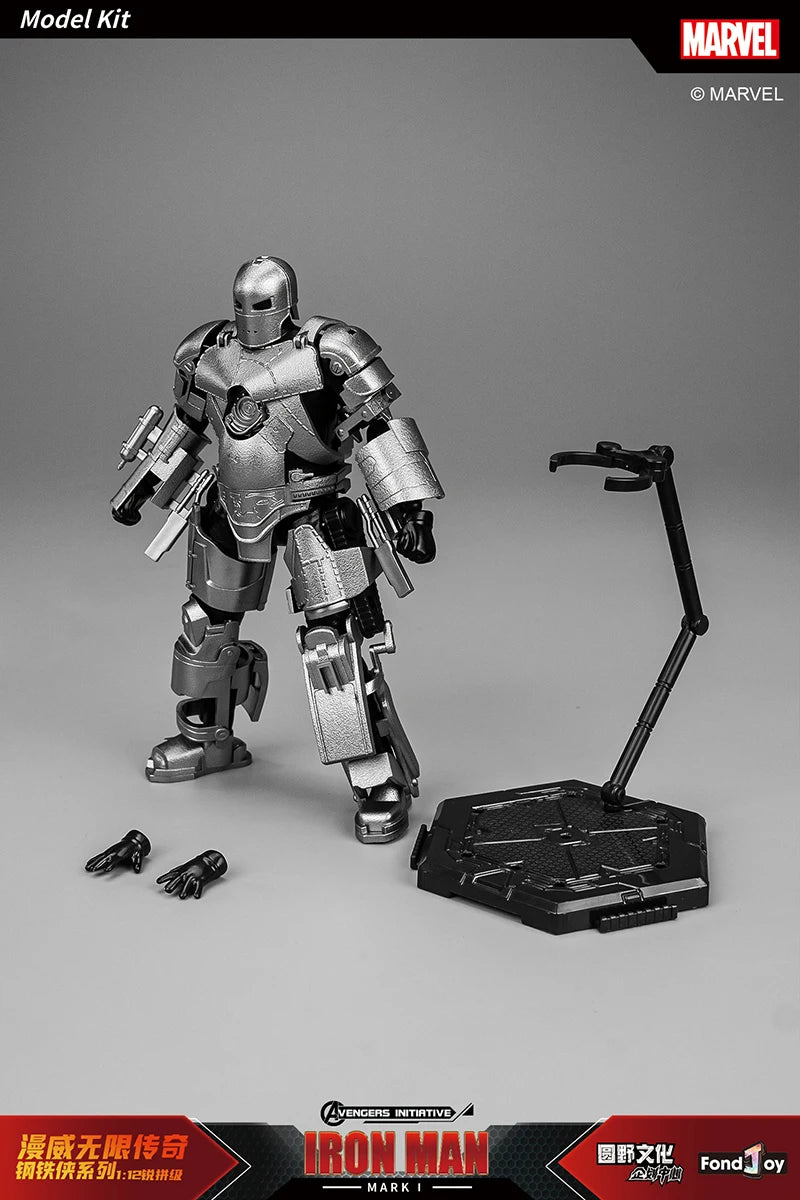 Figura de Anime de Iron Man MK5 de Marvel, Kit de Modelo a Escala 1/12, Serie Infinity Saga, Ironman Mark 5, Ensamblaje ABS, Articulaciones Móviles, Regalos y Juguetes