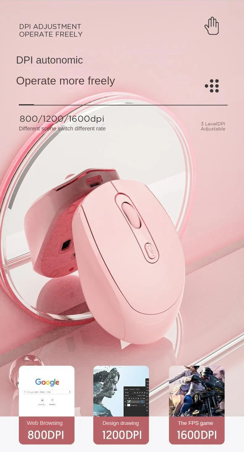 Ratón inalámbrico MINGCVIL, ratón Bluetooth recargable RGB, ratón inalámbrico para ordenador, ratón ergonómico para juegos para ordenador portátil, PC, DPI ajustable