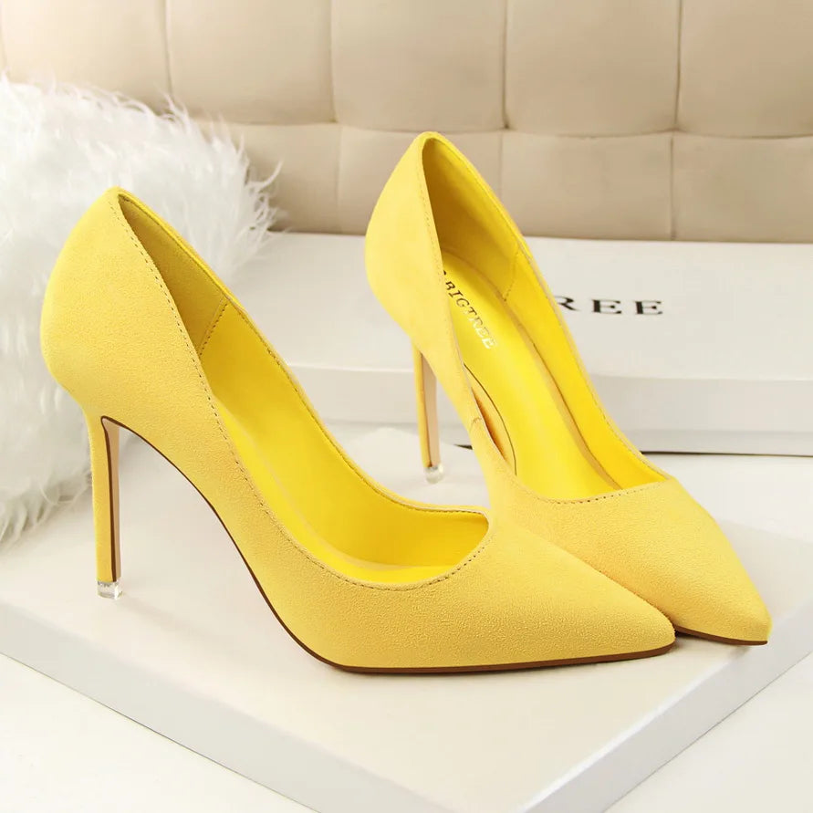 Zapatos de Tacón Alto 9cm para Mujer - Gamuza, Tallas Grandes
