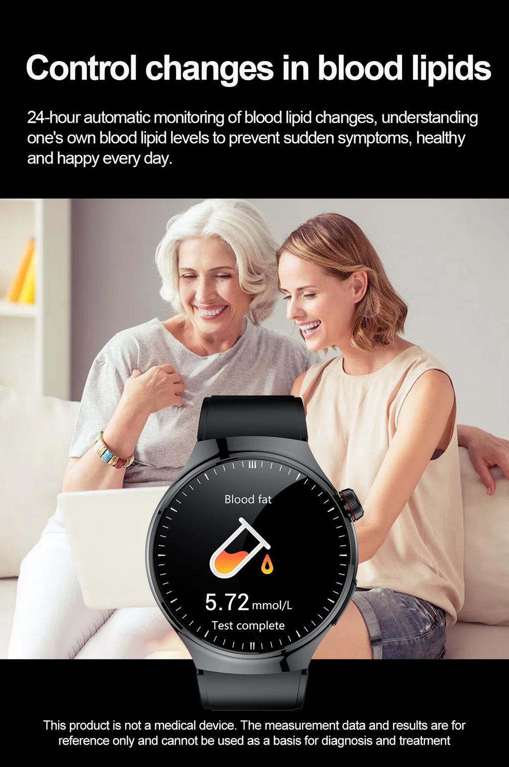 Reloj Inteligente Médico ECG Glucosa Ácido Úrico