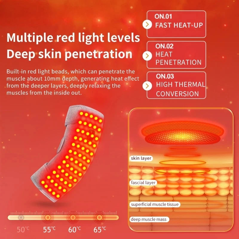 Masajeador de Codo con Luz Roja 660nm y Calor, 3 Modos para Alivio