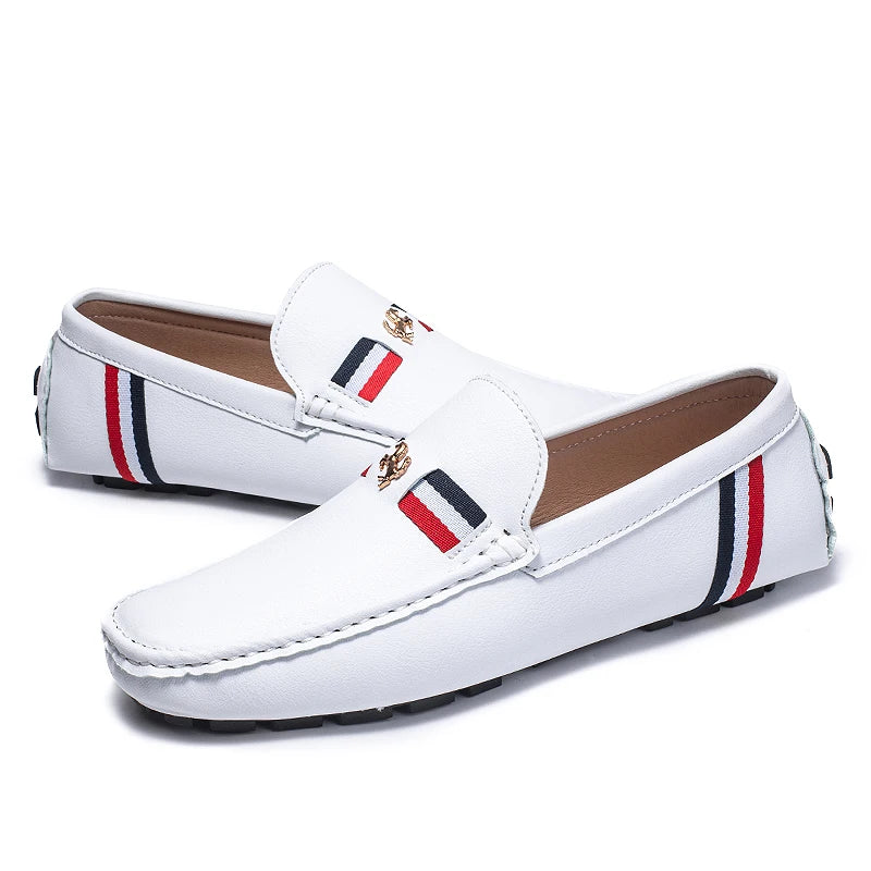 YRZL Mocasines blancos Mocasines de cuero PU negro para hombre Mocasines casuales sin cordones Hombres Mocasines cómodos Zapatos de conducción para hombres