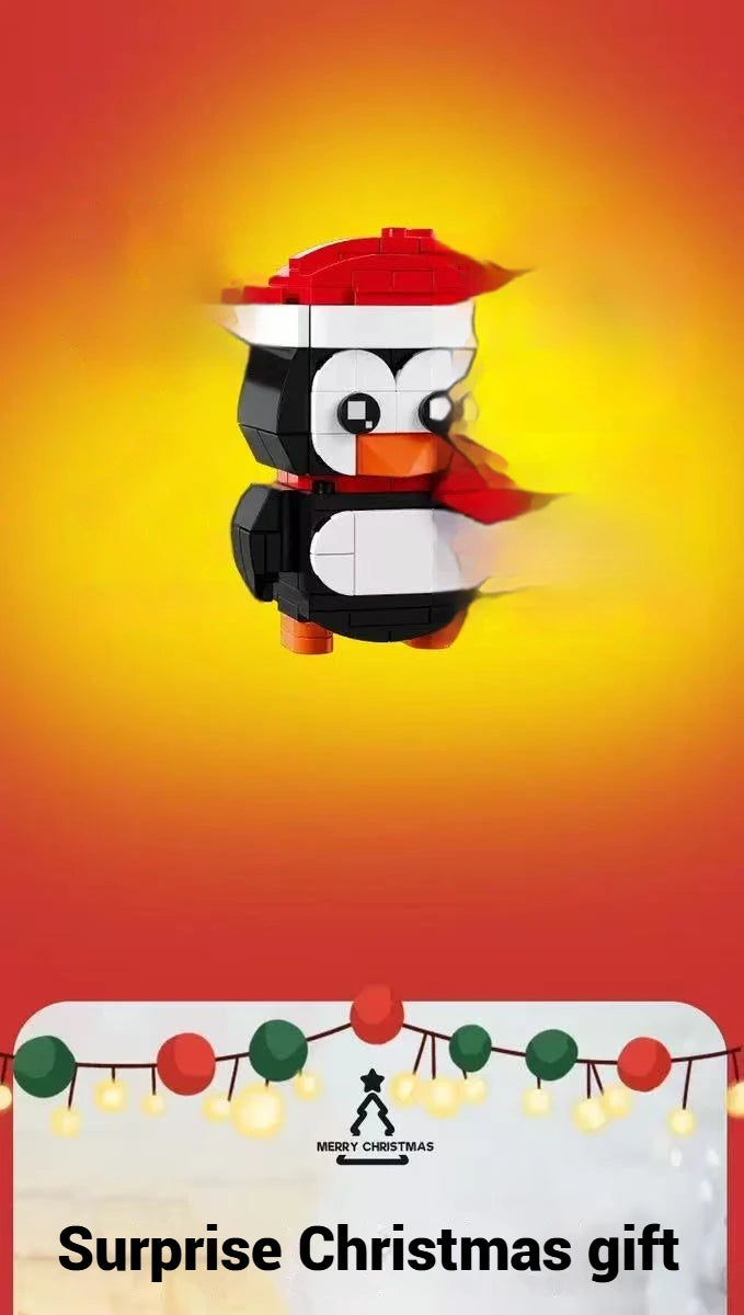 493 Uds. Juego de regalo de juguete de bloques de construcción de Navidad, ensamblaje de modelo de pingüino BrickHeadz de Papá Noel, adornos navideños para niños