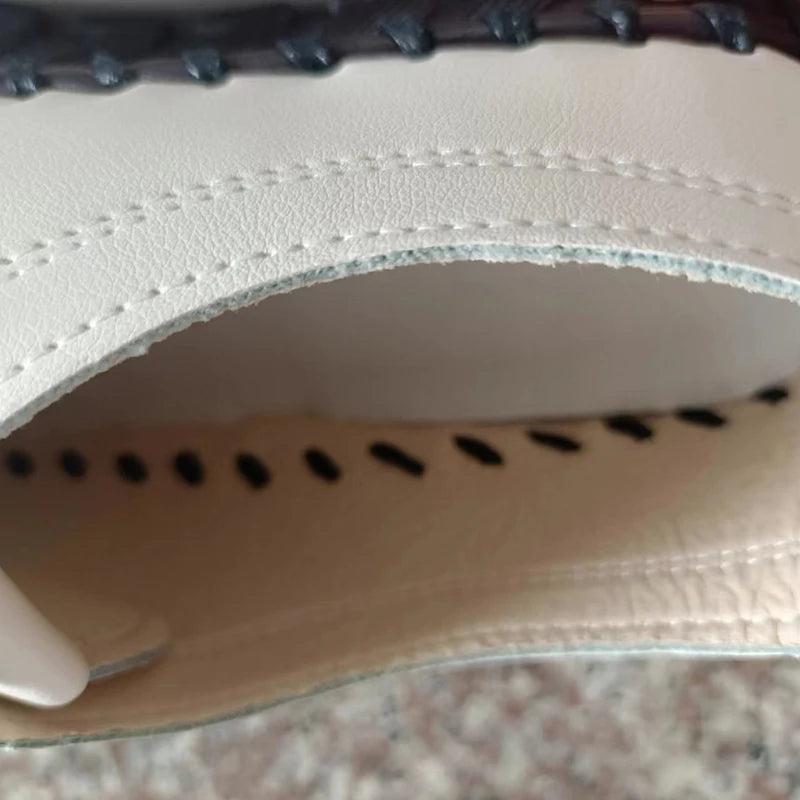 Zapatillas de deporte para Mujer, mocasines con cordones de cuero, planos, informales, cómodos, para mamá, para Mujer