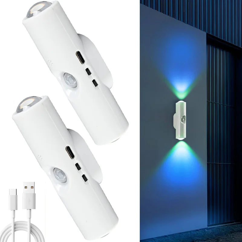 Lámpara de Noche Inteligente RGB con Gradiente, Sensor de Movimiento Magnético, Recargable, para Dormitorio, Baño, Armario, Jardín, Decoración del Hogar