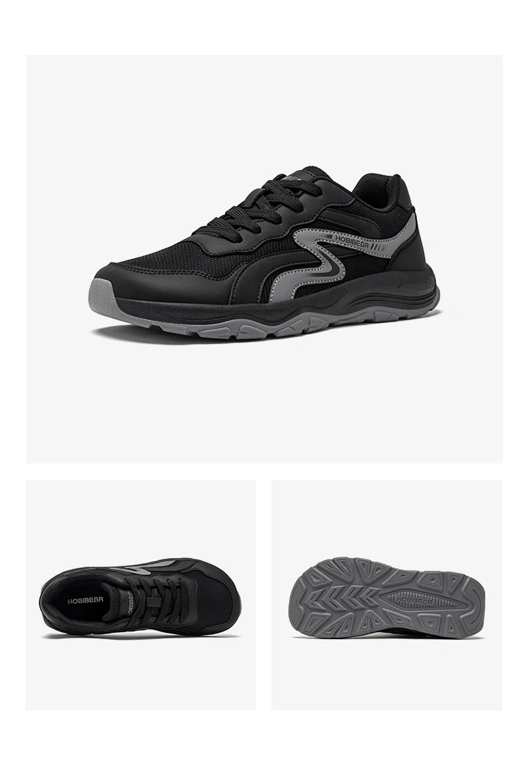 HOBIBEAR Zapatillas de correr unisex con punta ancha, zapatillas de senderismo con cordones, zapatillas de viaje al aire libre, zapatillas de malla de cuero artificial para caminar