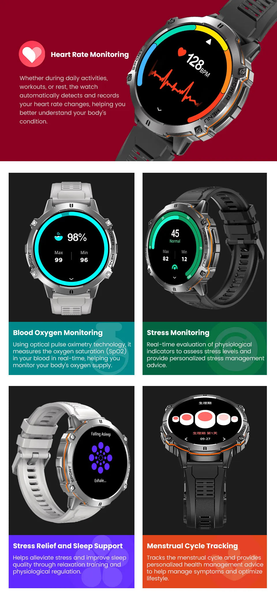 GUHUAVMI TANK X3 Reloj Inteligente Militar AMOLED