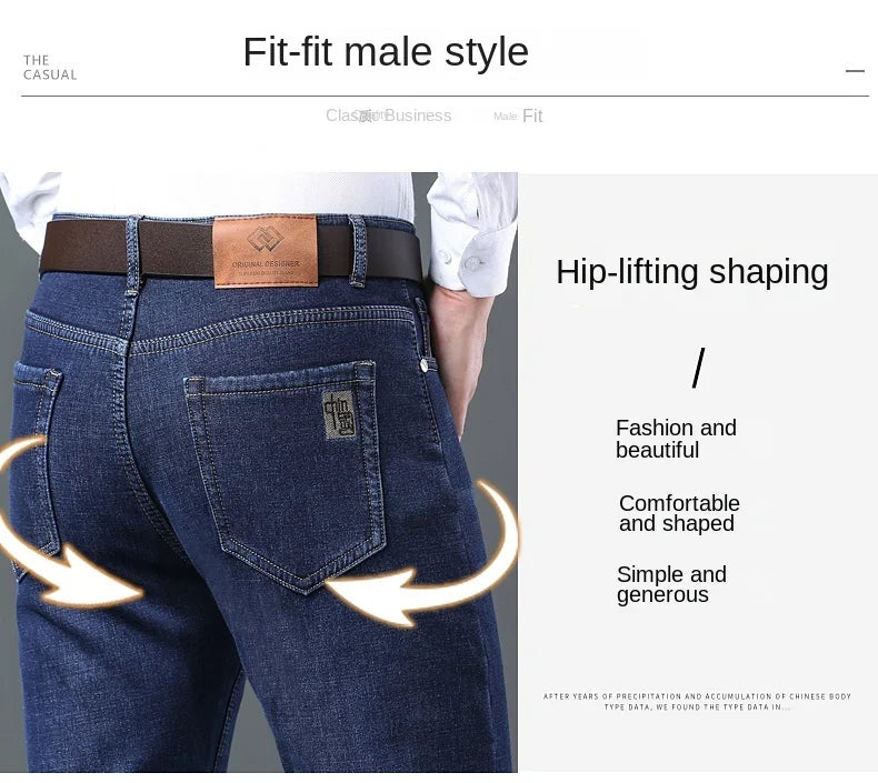 Pantalones Vaqueros Holgados para Hombre, Elásticos, con Forro Polar