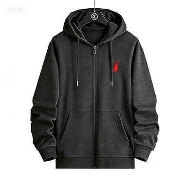 Hoodie con Cremallera y Bordado – Unisex, Estilo Deportivo