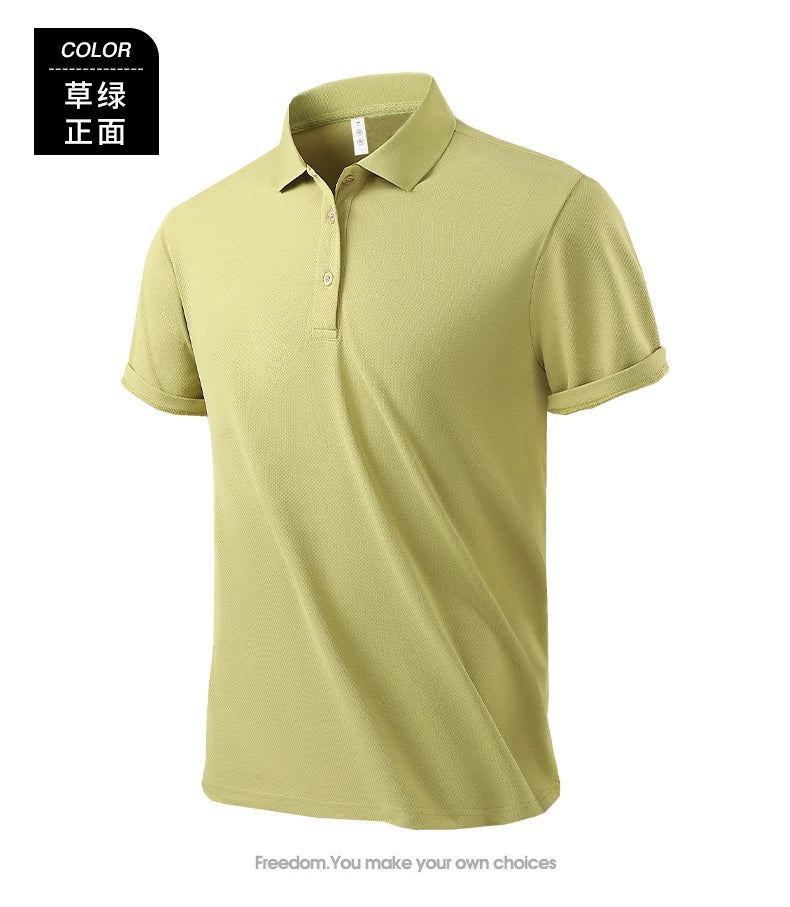Camiseta polo de manga corta de color liso para hombre, tejido texturizado, cómoda, transpirable, moderna y versátil, adecuada para uso diario al aire libre en verano