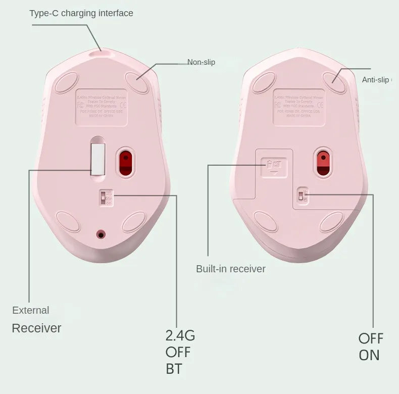 Ratón ergonómico inalámbrico Bluetooth 5,2, ratón recargable de 1600DPI para MacBook, tableta, ordenador, portátil, 2,4 GHz, USB, accesorios para PC