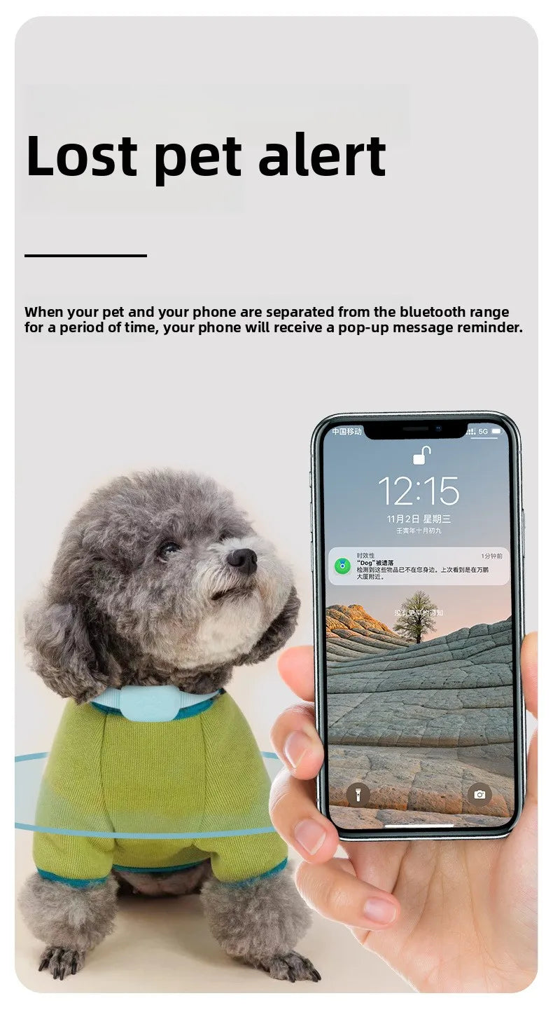 Rastreador GPS Bluetooth para Mascotas, Mini Rastreador para Perros, Alerta de Movimiento, Collares Antipérdida para Gatos y Cachorros, Localizador Global Remoto