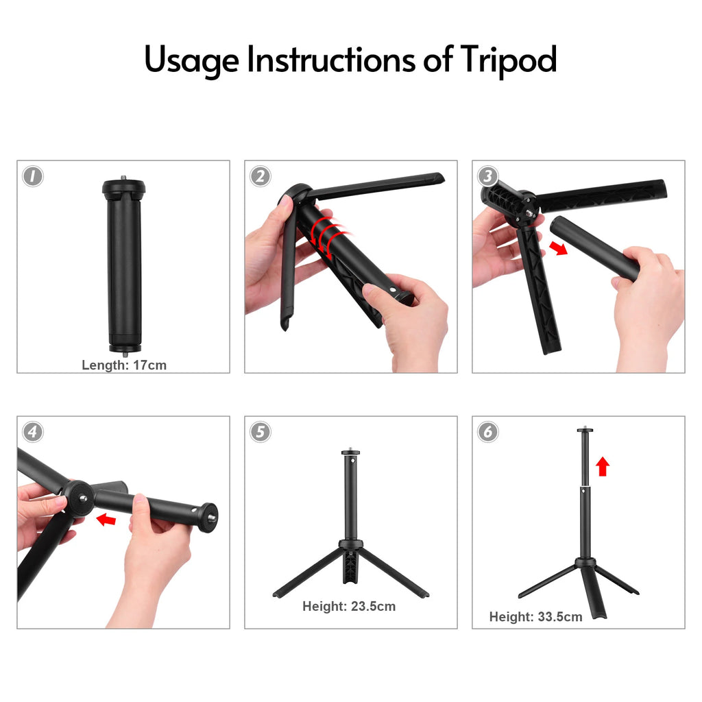 Andoer-Kit de luz LED W140 RGB para vídeo, iluminación de videoconferencia de bolsillo con trípode de escritorio para Vlog, transmisión en vivo, reunión en línea