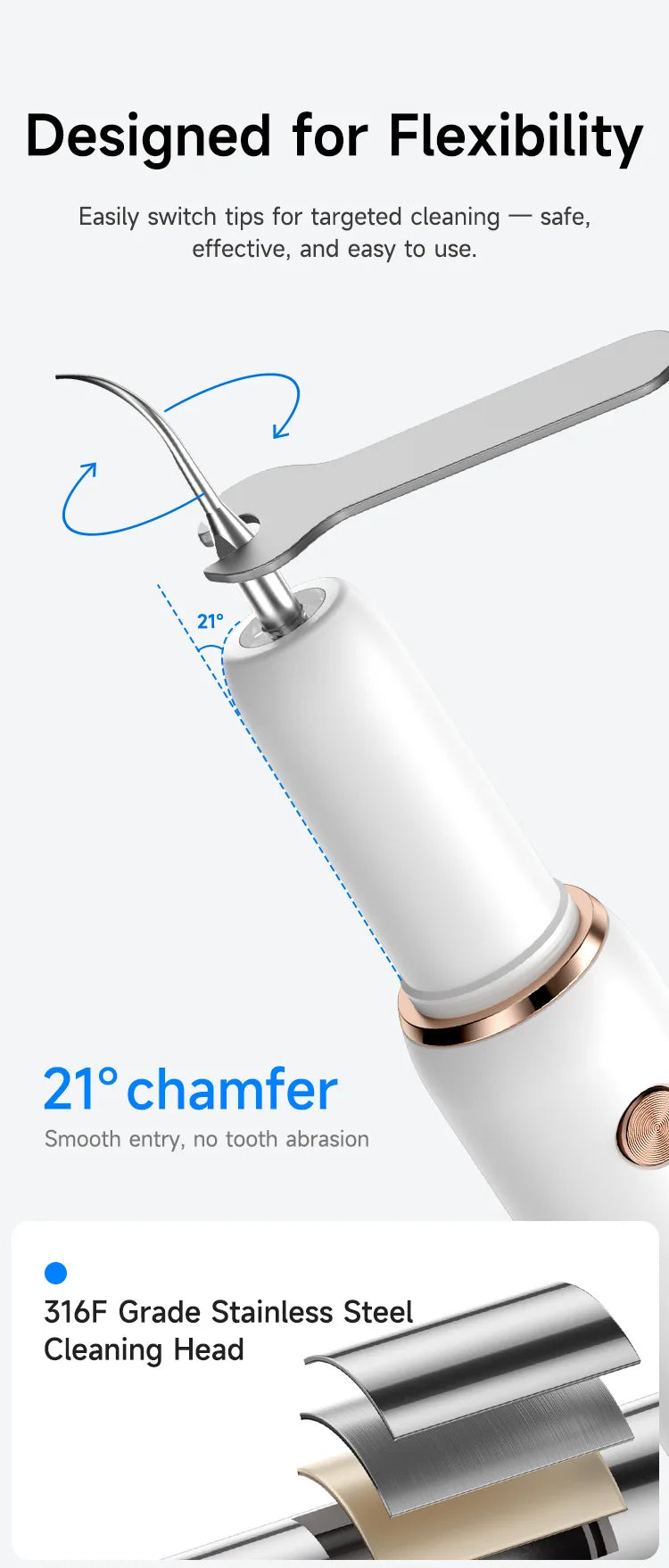 Escalador Dental ultrasónico para dientes, eliminador de cálculo Dental para manchas de sarro, limpiador de placa Dental sónico eléctrico, eliminación de piedra Dental