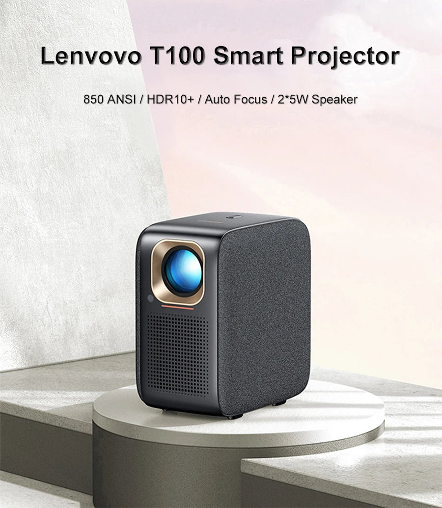 Proyector Inteligente Lenovo T100, 850ANSI, Calidad de Imagen Nativa 1080P, Enfoque Automático, Proyección Multimodo, Cine en Casa Inteligente