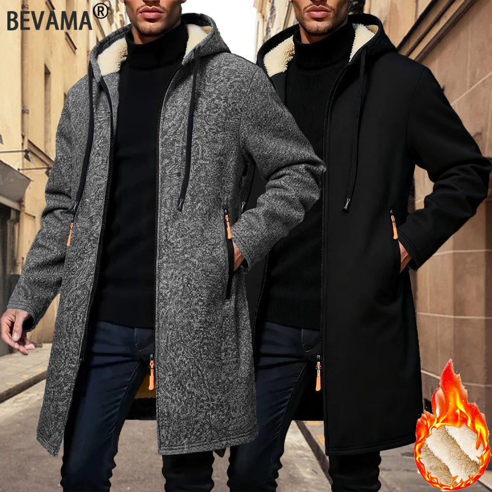 Chaqueta con Capucha Gruesa para Hombre, Cremallera, Abrigo de Invierno