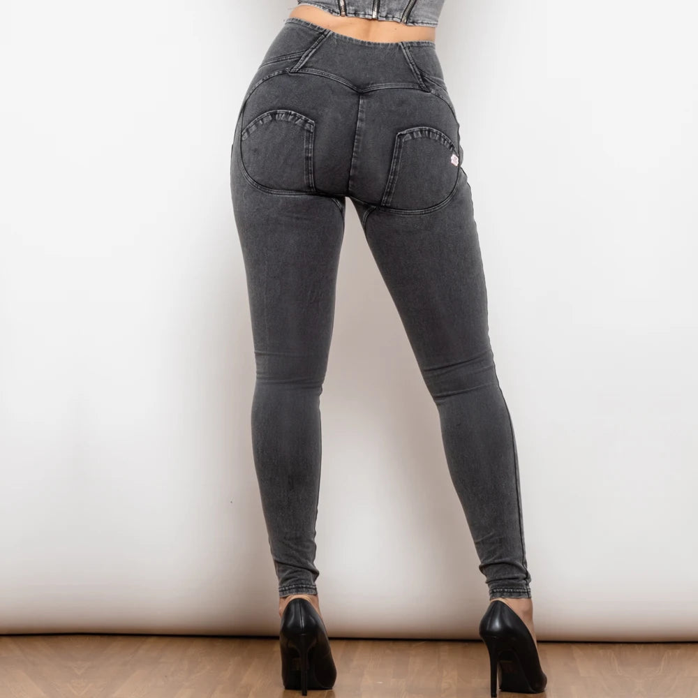 Jeggings con Botones para Mujer, Realce de Glúteos, Cintura Alta