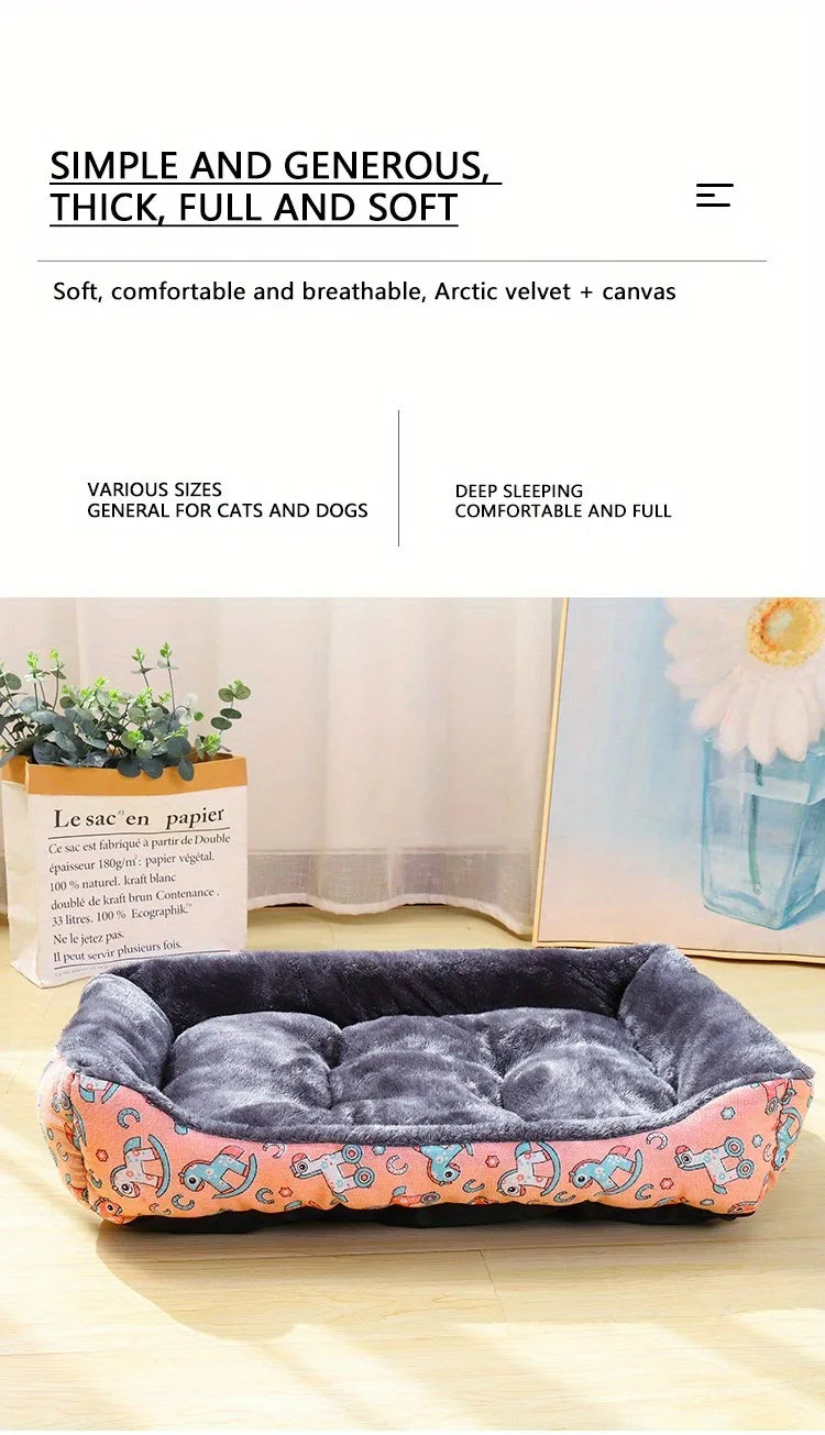 Cama Acolchada con Bordes para Perros y Gatos — Todos los Tamaños