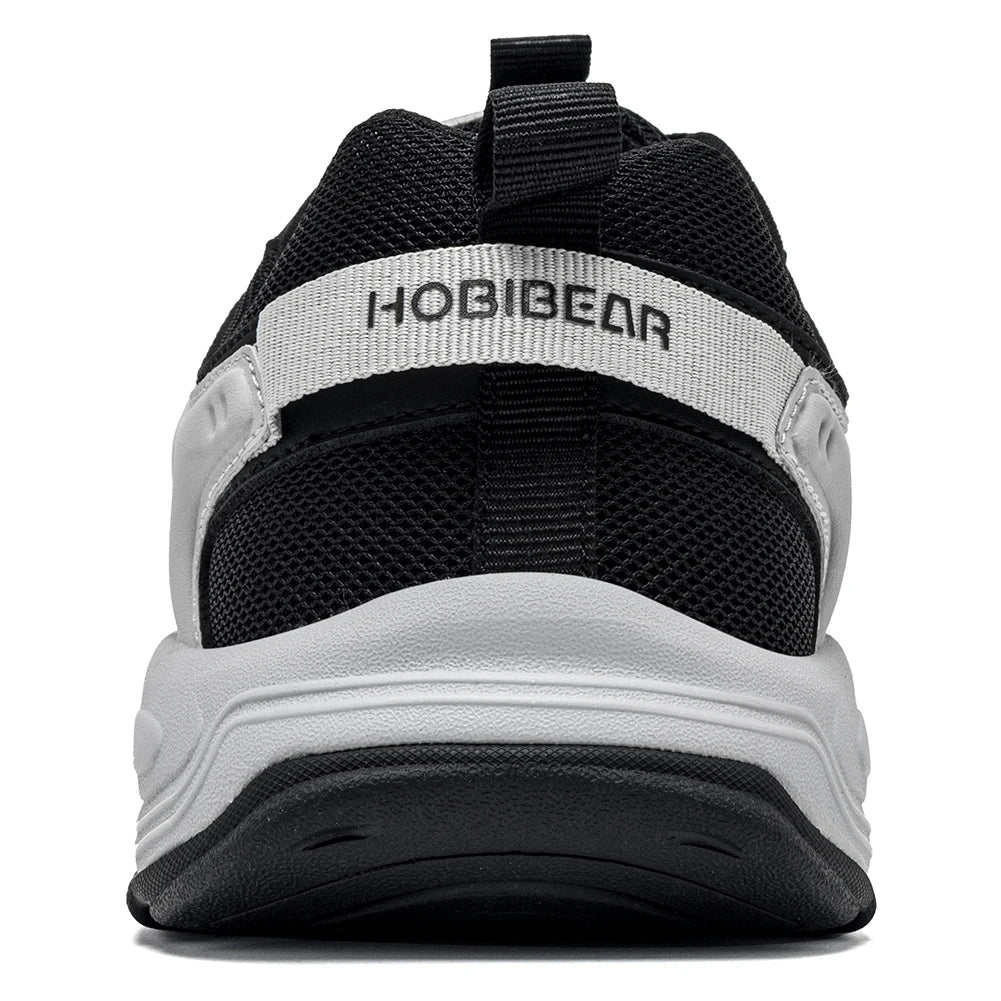 HOBIBEAR Zapatos para caminar unisex con punta ancha, zapatillas deportivas con cordones, para viajes al aire libre, de cuero artificial y malla, para correr