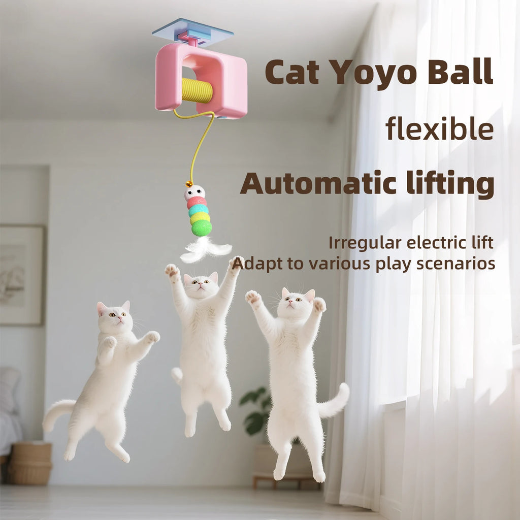 Juguete para Gatos, Alivia el Estrés, Recargable, Interactivo, Colgante de Puerta, Automático, Eléctrico, Pájaro Volador, con Cuerda Elástica para Cazar