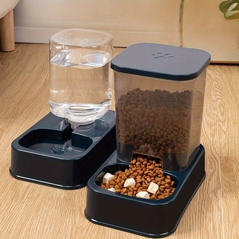 Comedero automático para perros y gatos con bebedero, juego de cuencos y bebederos para comida para mascotas, Control inteligente de porciones para perros y gatos, sin batería