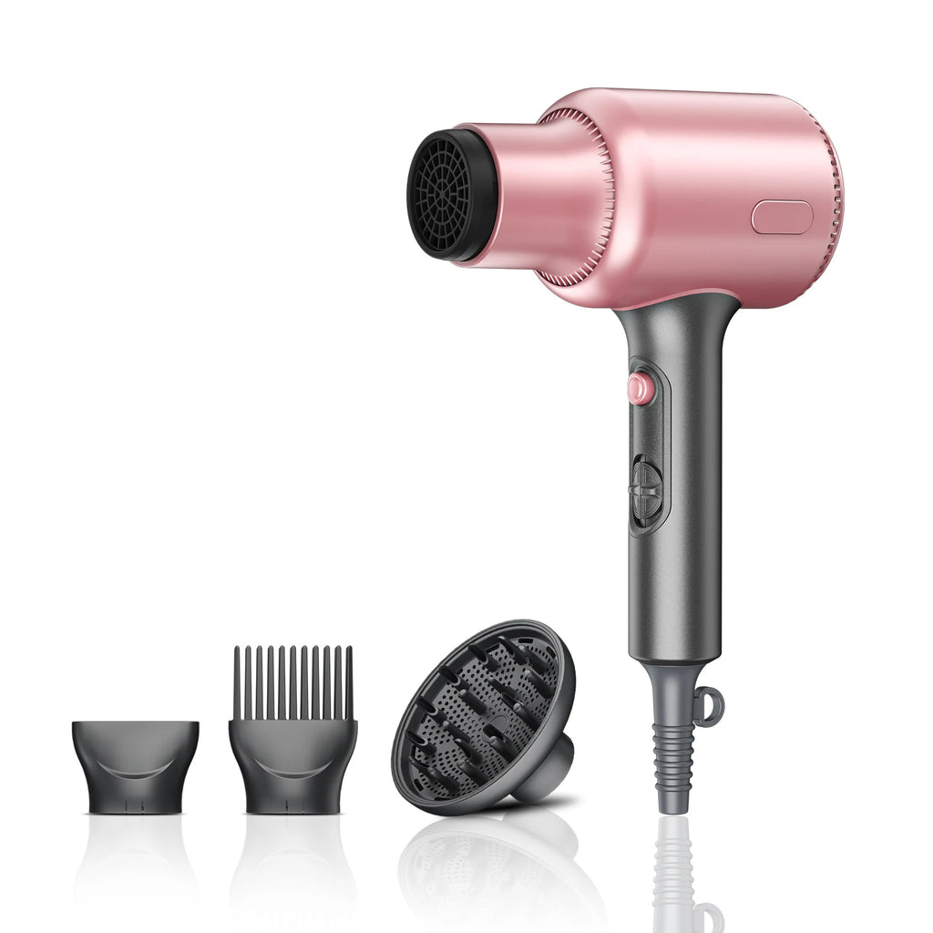 Secador de Pelo Profesional de 1600W con 3 Accesorios, 2 Velocidades de Viento, Secador Iónico de Secado Rápido para el Hogar y Viajes