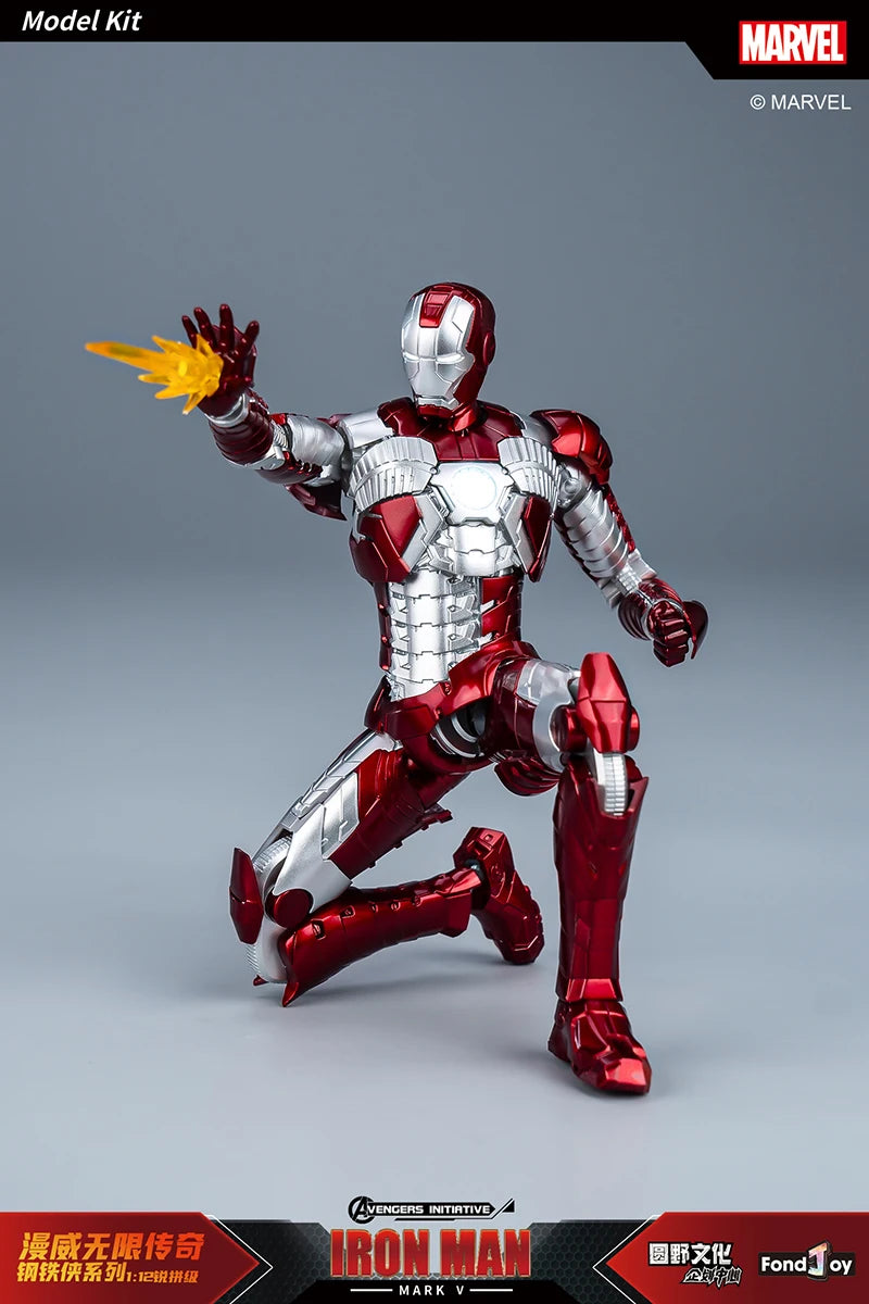 Figura de Anime de Iron Man MK5 de Marvel, Kit de Modelo a Escala 1/12, Serie Infinity Saga, Ironman Mark 5, Ensamblaje ABS, Articulaciones Móviles, Regalos y Juguetes