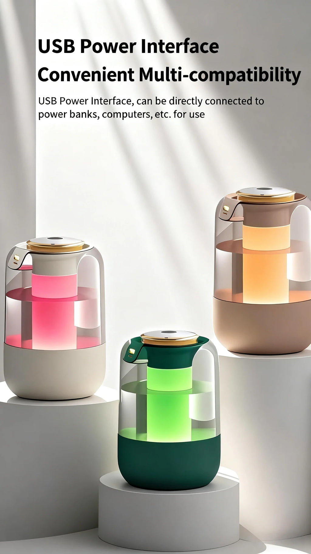 Humidificador de doble pulverización, luz ambiental, niebla silenciosa, sensor inteligente para monitoreo en tiempo real y ajuste de humedad
