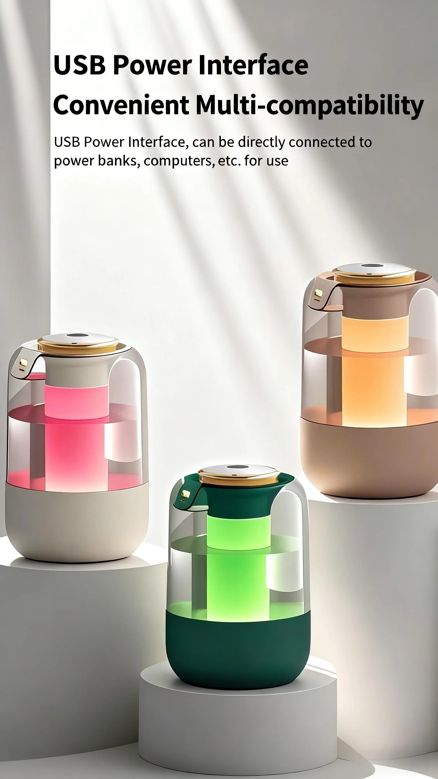 Humidificador de doble pulverización, luz ambiental, niebla silenciosa, sensor inteligente para monitoreo en tiempo real y ajuste de humedad