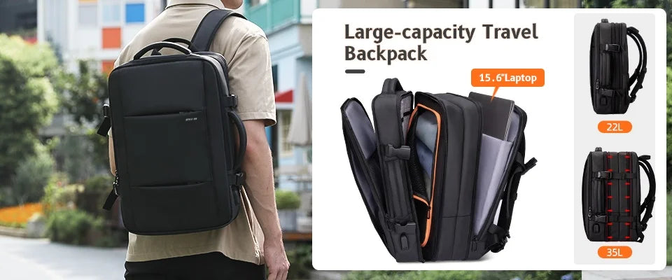 Mochila para Laptop Impermeable con Puerto de Carga USB para Hombre