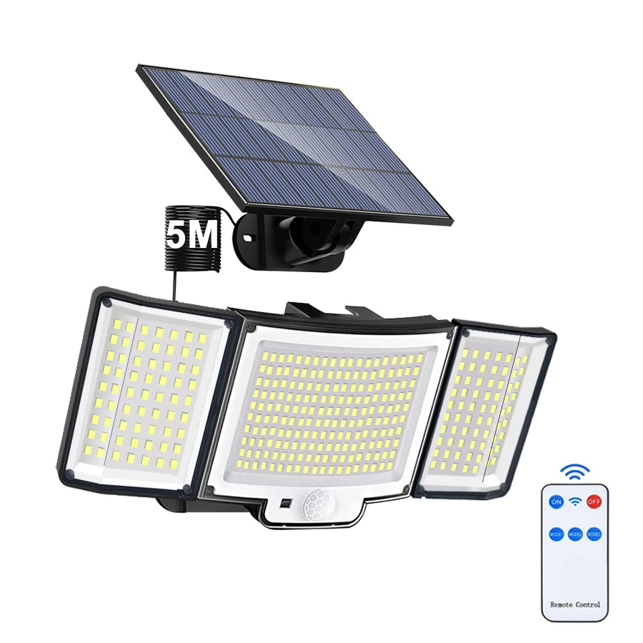 Lámpara Solar LED Exterior con Sensor de Movimiento IP65 3 Modos