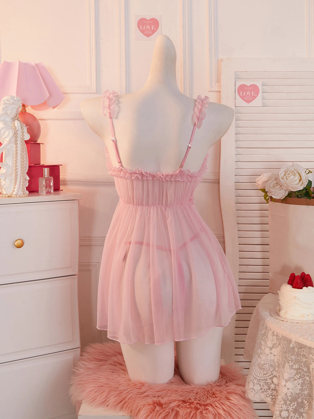 Vestido Babydoll Sexy para Mujer, Lencería Transparente con Tirantes