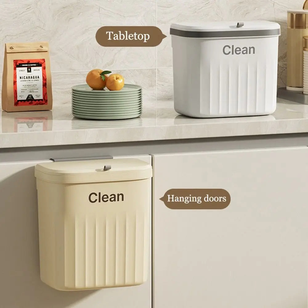 Cubo de compost para cocina con montaje bajo fregadero o en pared, con tapa