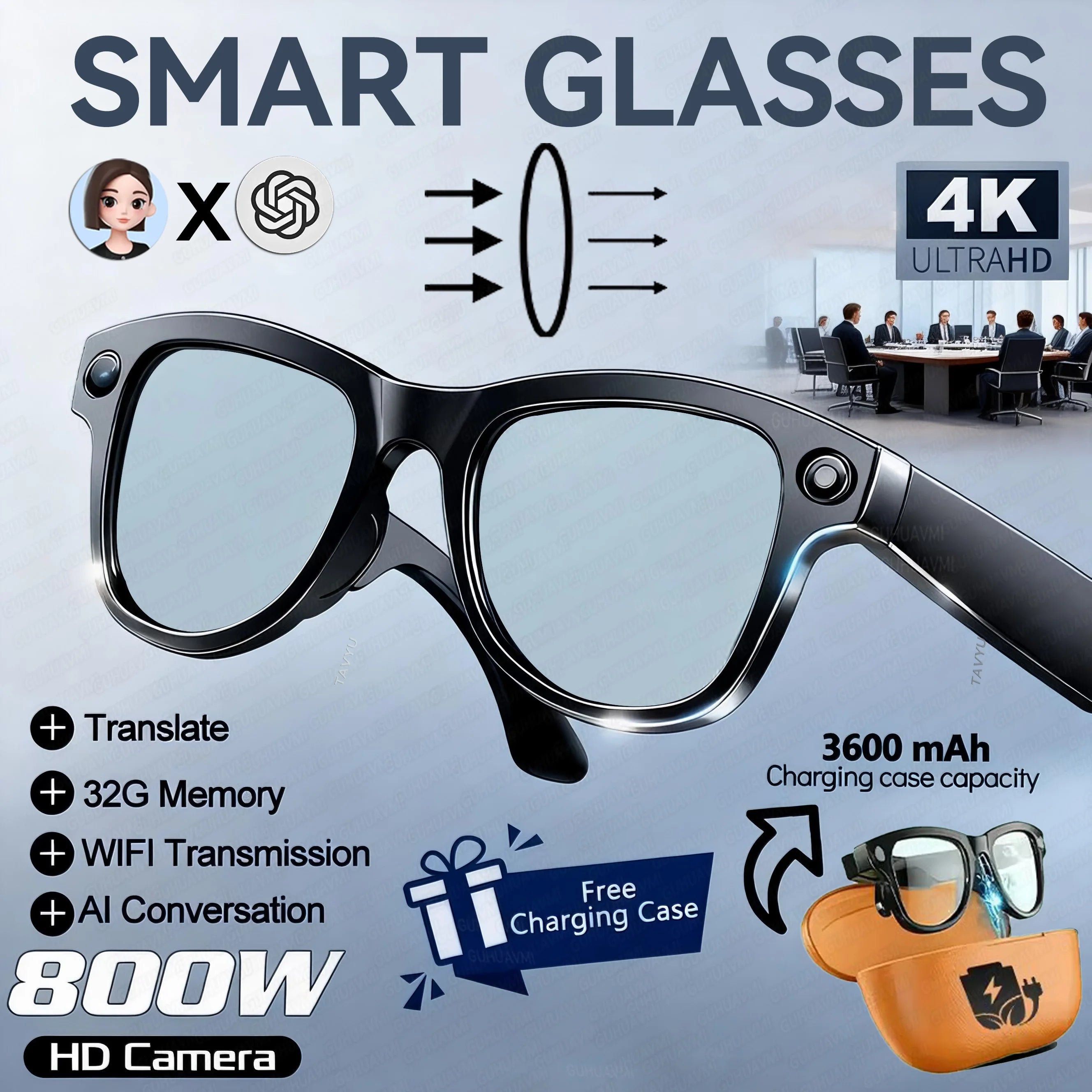 Gafas Inteligentes 2026 Cámara 800W y Traducción