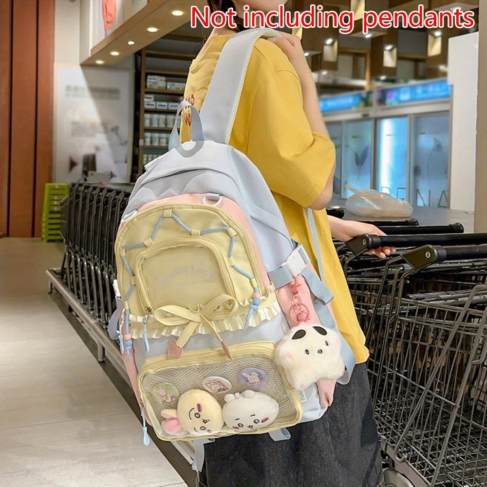 Conjunto de bolsos para mujer, bolsa para el dolor de dos piezas (precioso un tipopo y debe ser mochila), mochila de temporada de regreso a la escuela, mochila bonita y ligera de encaje