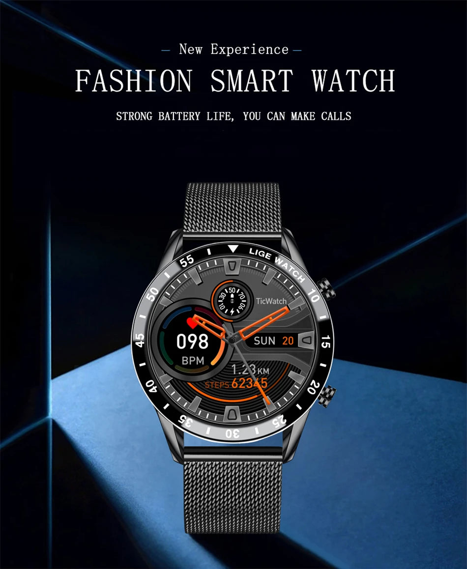 Smartwatch LIGE de lujo para hombre con llamadas Bluetooth y monitor de salud