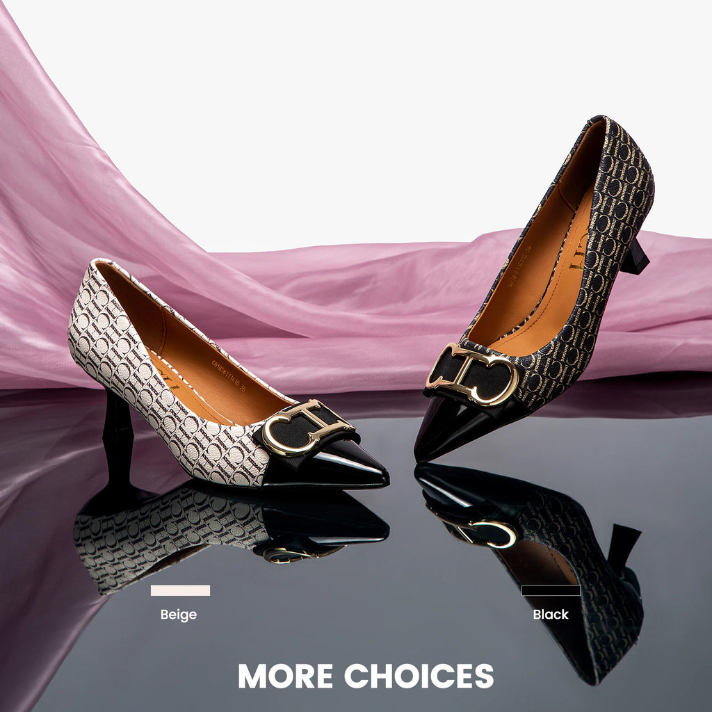 Zapatos de Tacón Clásicos con Estampado para Mujer — Punta Fina