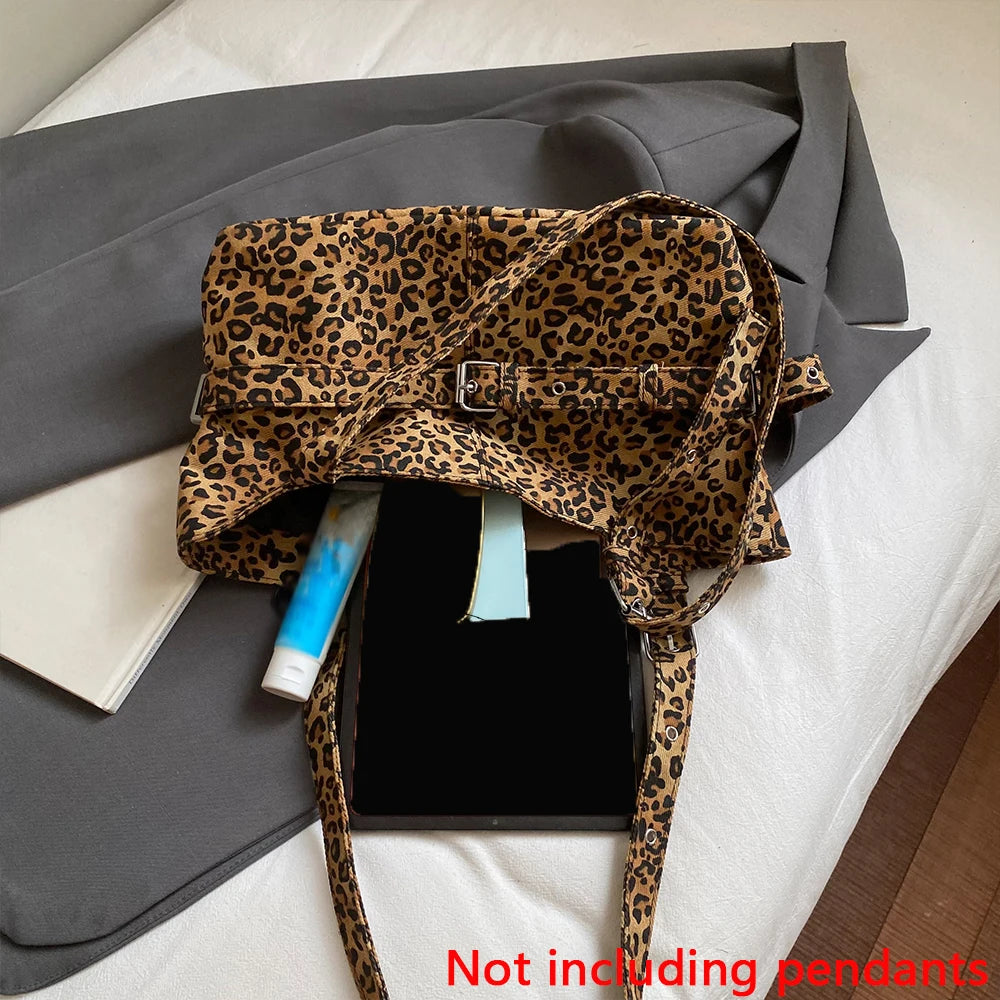 Bolso de Hombro Grande con Estampado Leopardo para Mujer