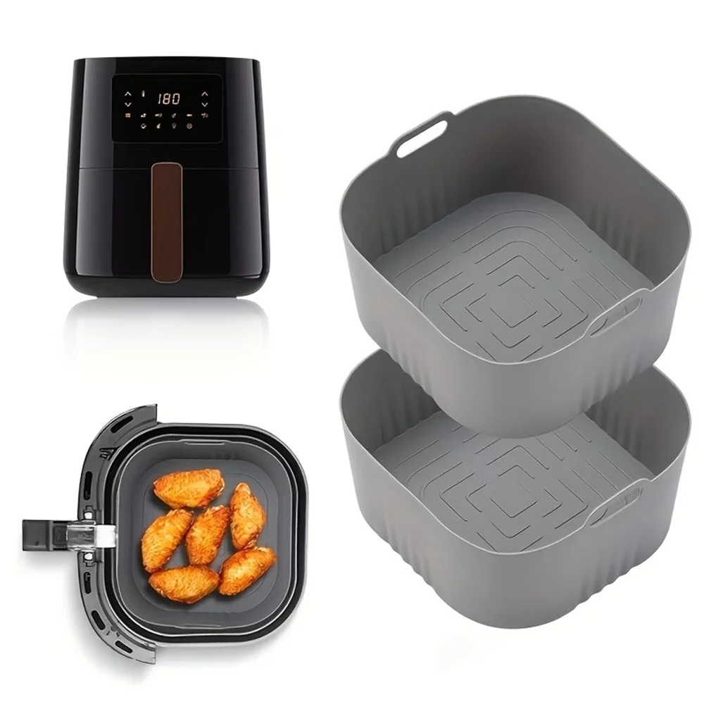 Bandeja de silicona reutilizable cuadrada para freidora de aire, molde para pan con tapete de silicona, molde para pasteles para herramientas de parrilla HD9252, HD9200 y HD9255