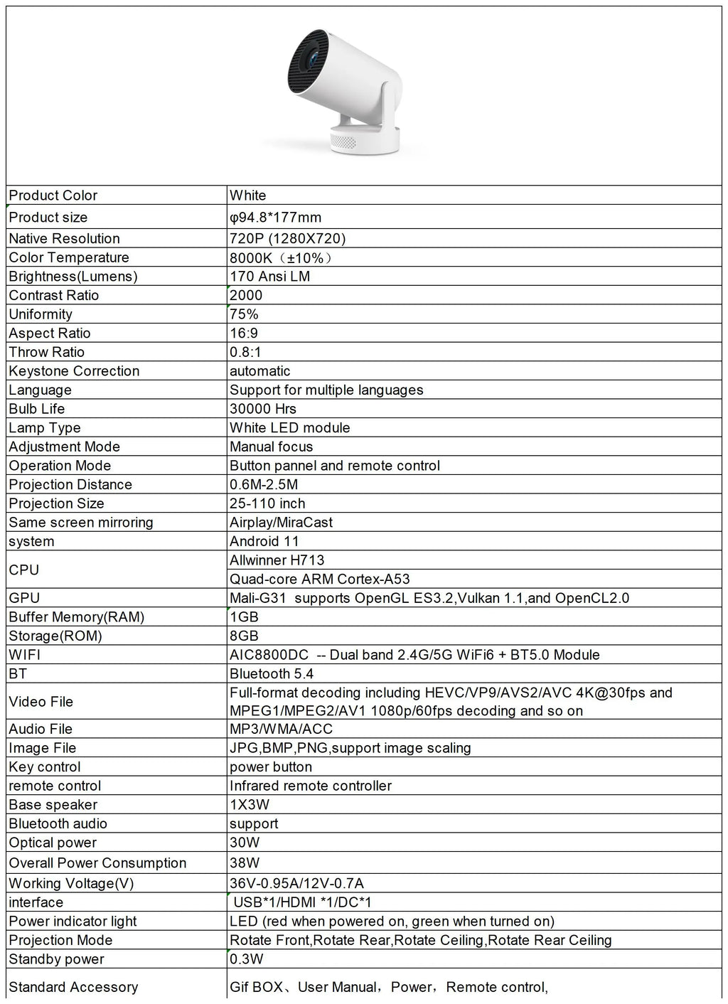 Nuevo Proyector HY300 Ultra Portátil 4K con Altavoz, Cine en Casa, Proyector LCD, Películas al Aire Libre, Android 11, BT5.4, Proyector para Camping
