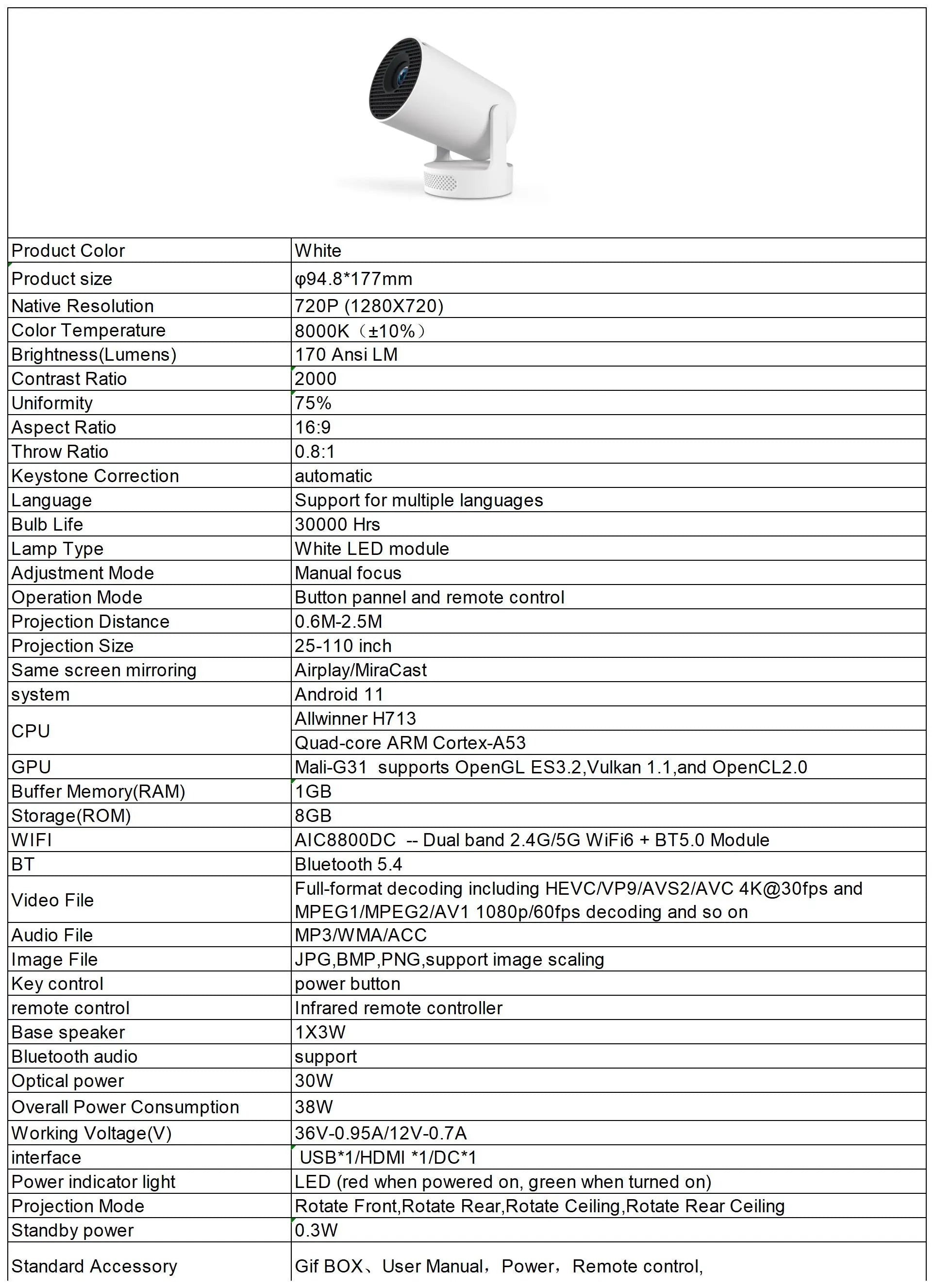 Nuevo Proyector HY300 Ultra Portátil 4K con Altavoz, Cine en Casa, Proyector LCD, Películas al Aire Libre, Android 11, BT5.4, Proyector para Camping