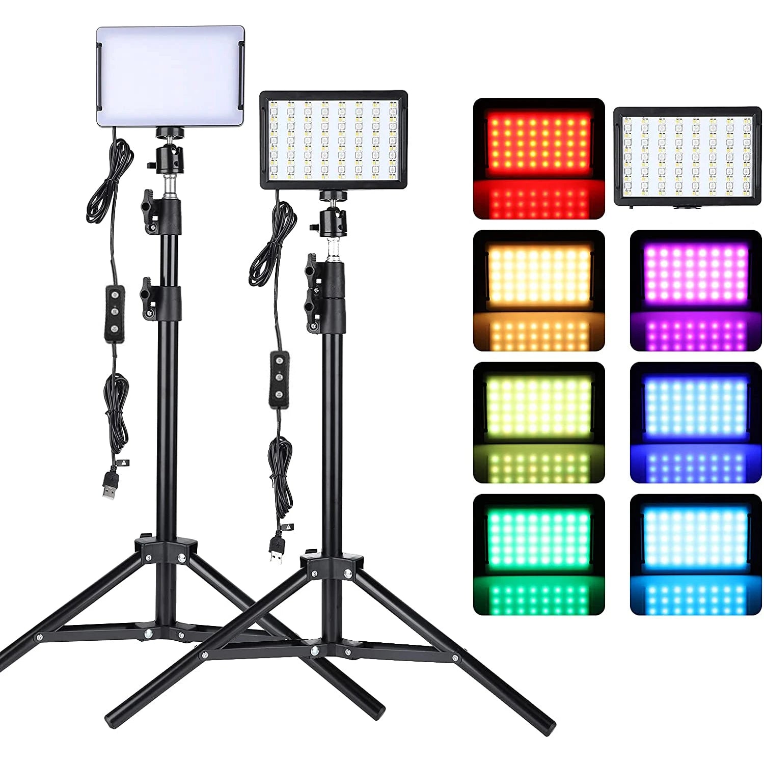 Kit de iluminación Led para fotografía y cámara, luz de vídeo con trípode, filtros RGB de 4 colores para filmación, transmisión, grabación en estudio