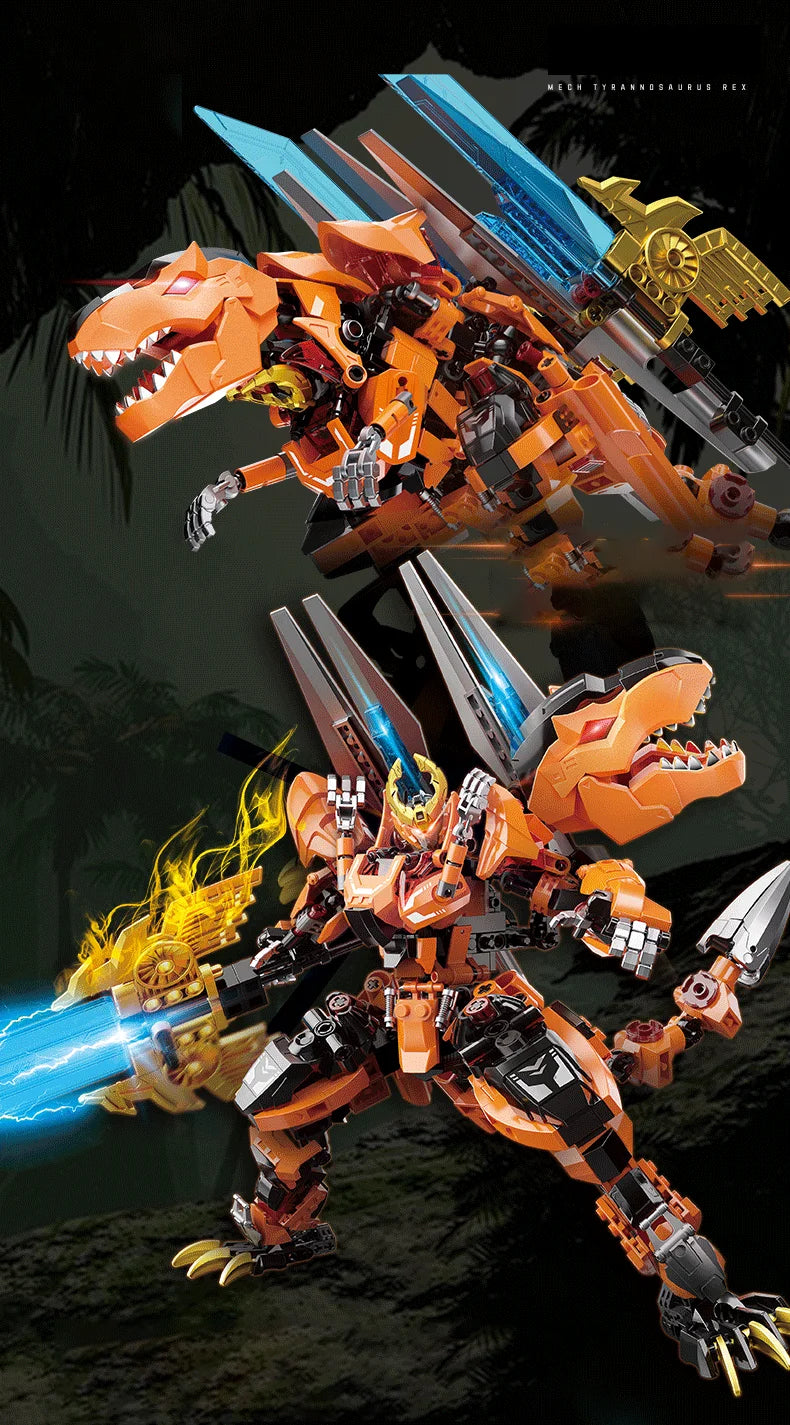 Bloques de construcción para niños, juguete de ladrillos para armar dinosaurio Mecha rex, serie F5-A0007, 2 en 1